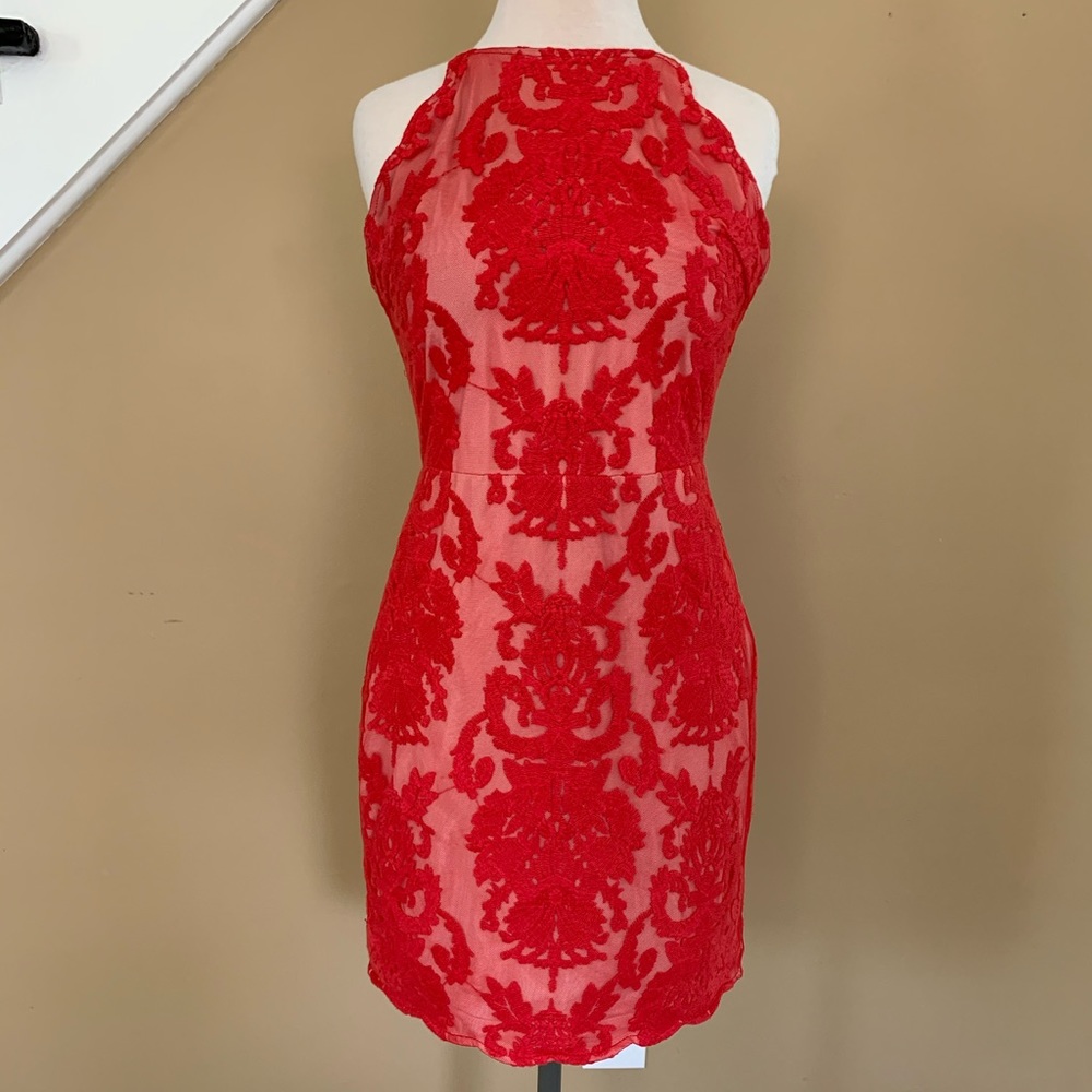 Red lace dress